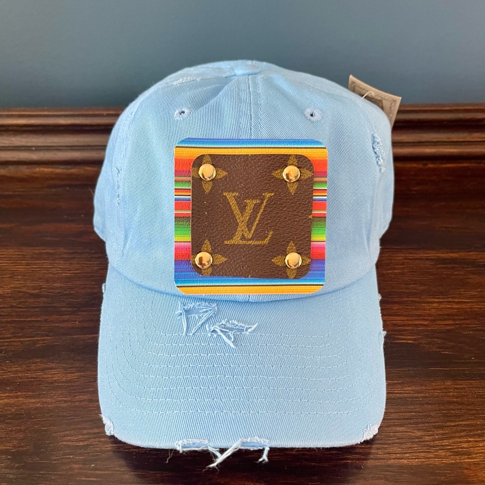 Upcycled Luxury Brand Distressed Baseball Hat